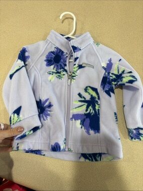 Columbia Light Purple Floral Zip Fleece Jacket